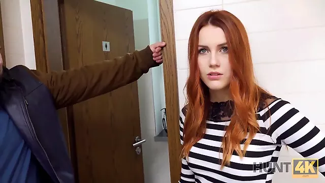 Hunt4k. hunter fucks spectacular red haired in the public wc