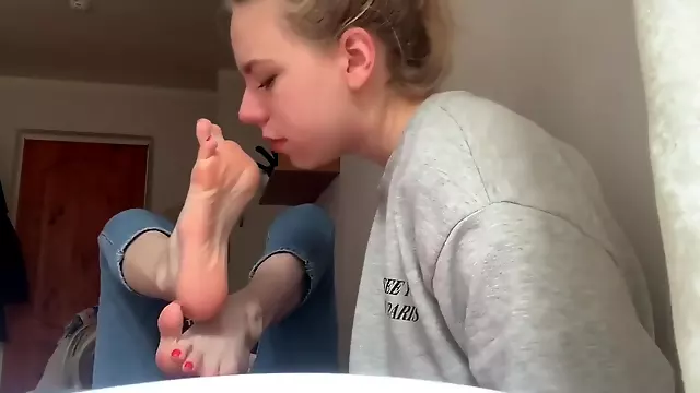 Hot Russian Teen Getting Her Hot Feet & Toes Worshiped By Her Lesb