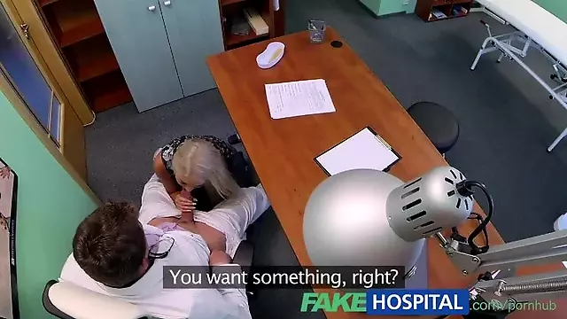 FakeHospital Doctors hot blonde wife demands his seed in his office