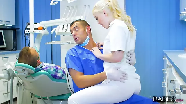 Kinky Dentist Bangs His Sexy Blonde Assistant With Misha Cross
