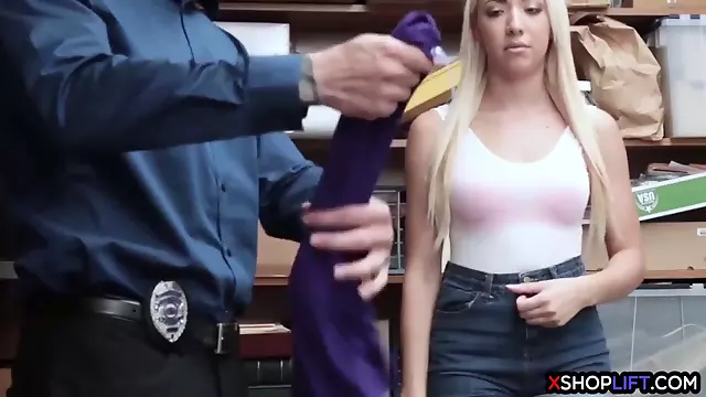 Hairy teen with a big ass busted and fucked by a mall cop